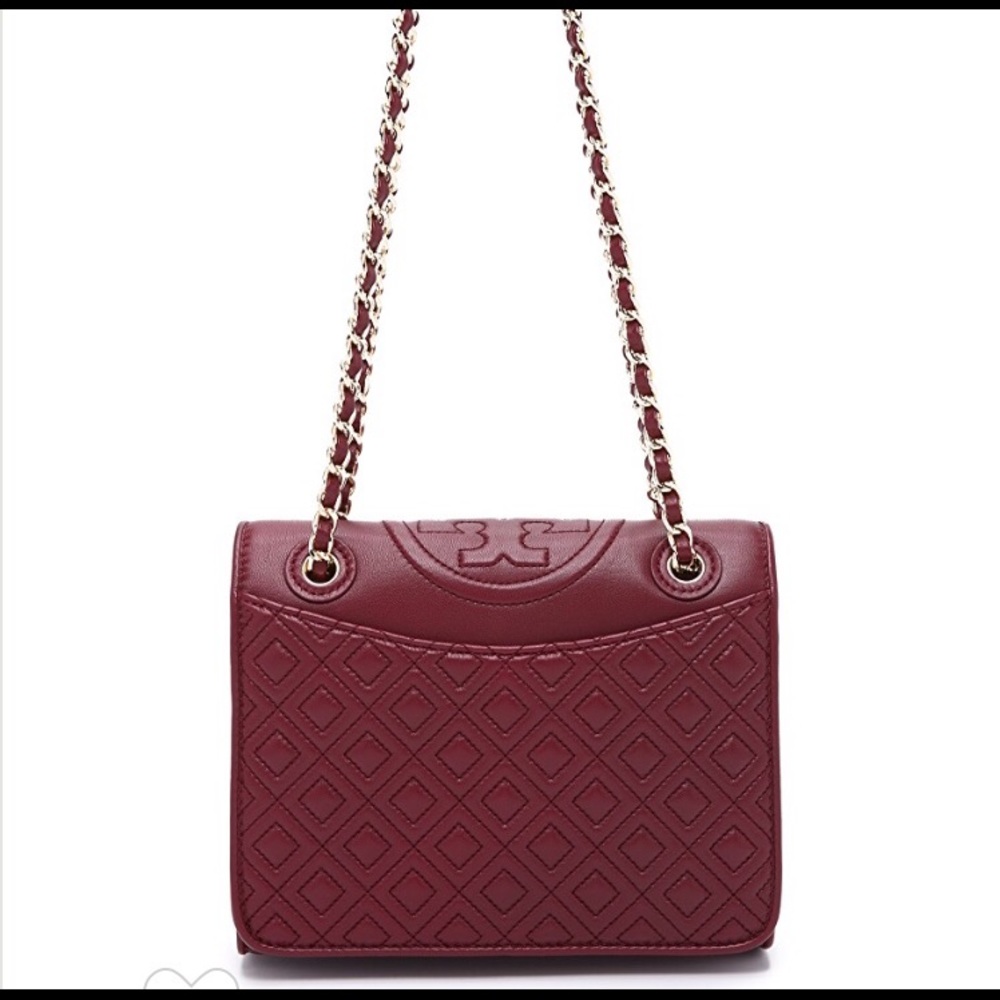 AUTHENTIC Tory Burch Fleming Medium Bag Red Agate